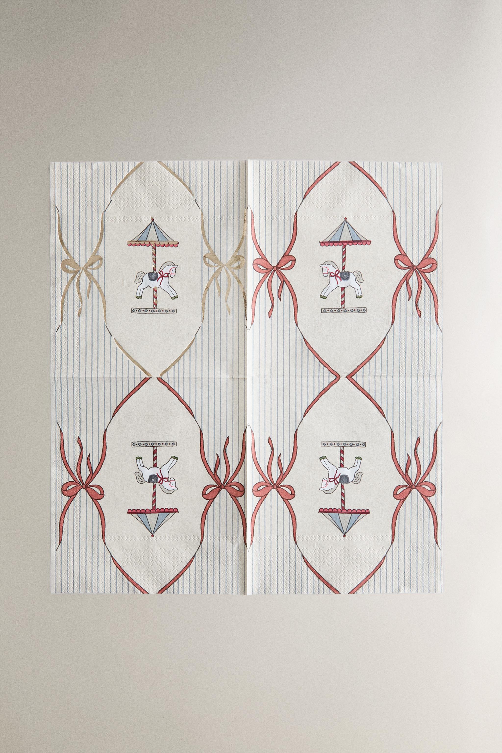 SET OF CHILDREN'S CHRISTMAS CAROUSEL PAPER NAPKINS (SET OF 20)